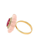 Carved Quartz and Ruby Ring