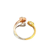 Triple Gold Bypass Ring with Diamonds