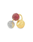 Triple Orb Ring with Pave Diamonds (14k Yellow Gold, Ruby, Diamond)