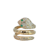 Emerald and Diamond Snake Ring