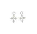 Maltese Cross Earring Charms in White Gold with Diamonds