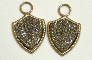 Oxidized Silver, Gold and Diamond Shield Charms