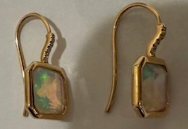 Opal, Diamond and Gold Earrings