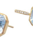 Cushion Cut Blue Topaz and Diamond Earrings