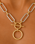 The Beth Pendant Chain Necklace (14k Yellow Gold and Sterling Silver)