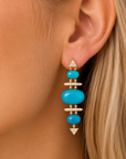Turquoise and Diamond Earrings (14k Yellow Gold, Turquoise and Diamonds)