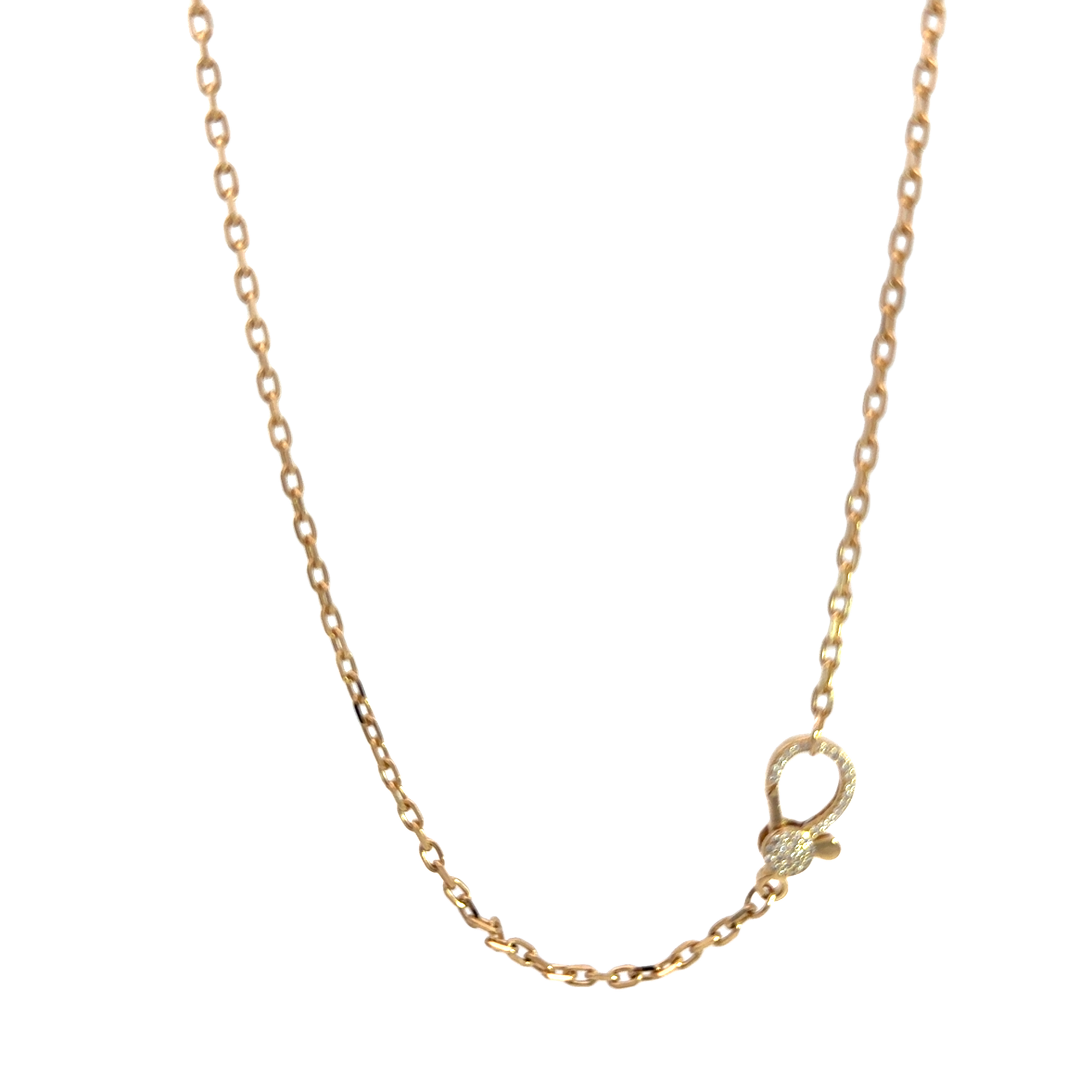 14k Yellow Gold and Pave Diamond Lobster Clasp Necklace