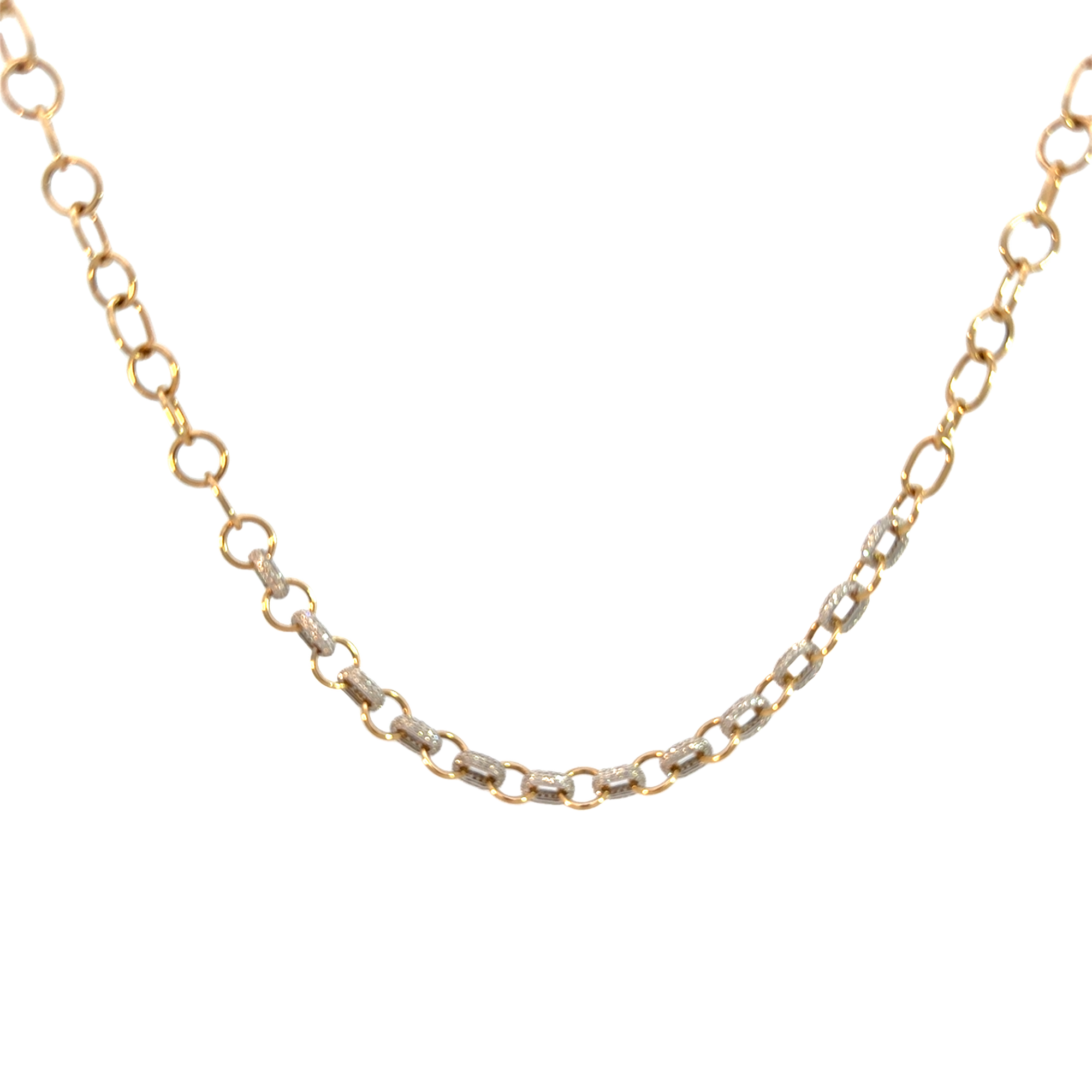 Yellow and White Gold Pave Diamond Bib Necklace