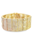 14 Yellow Gold and Diamond Basket Weave Bracelet