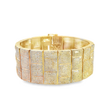 14 Yellow Gold and Diamond Basket Weave Bracelet