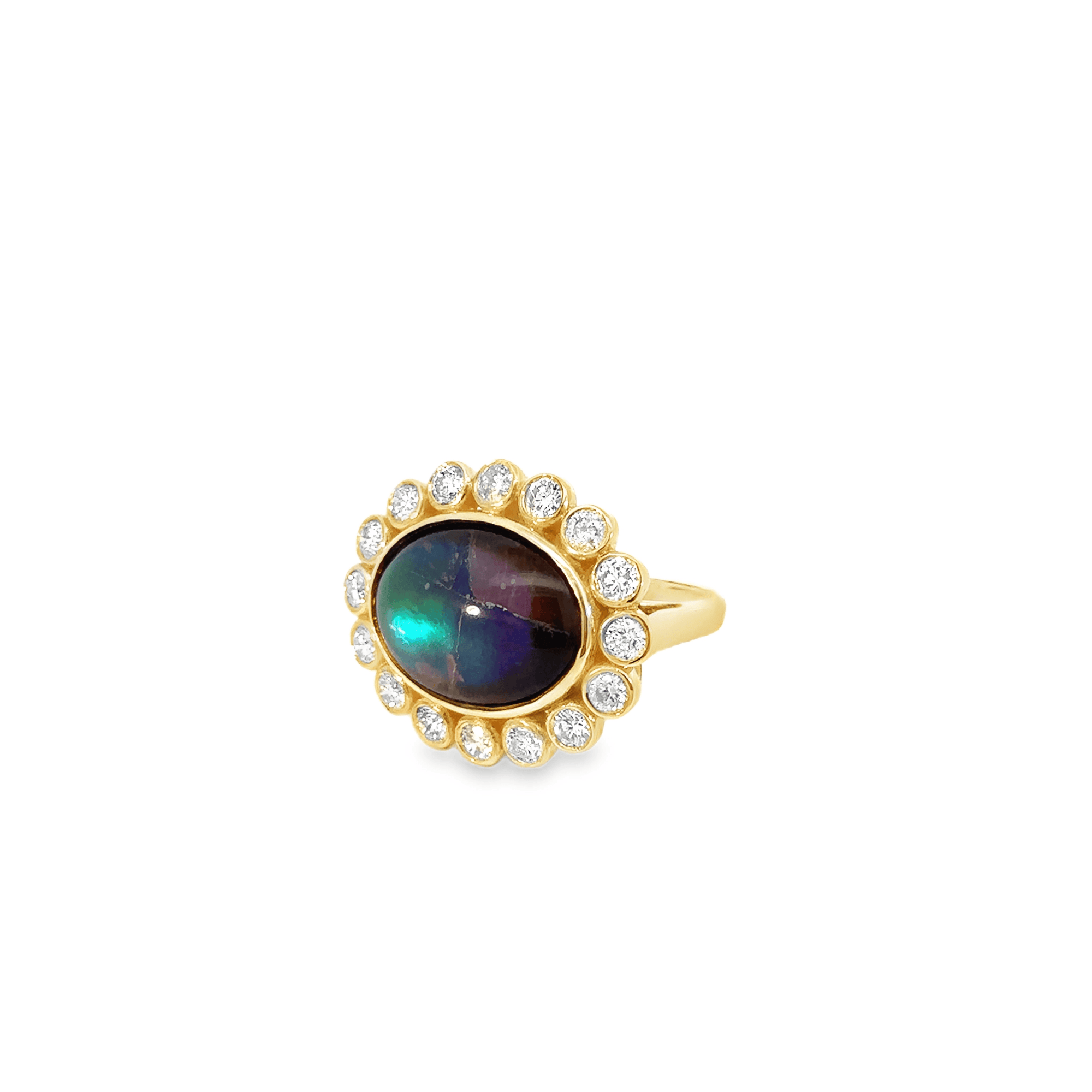 Opal and Diamond East to West Ring