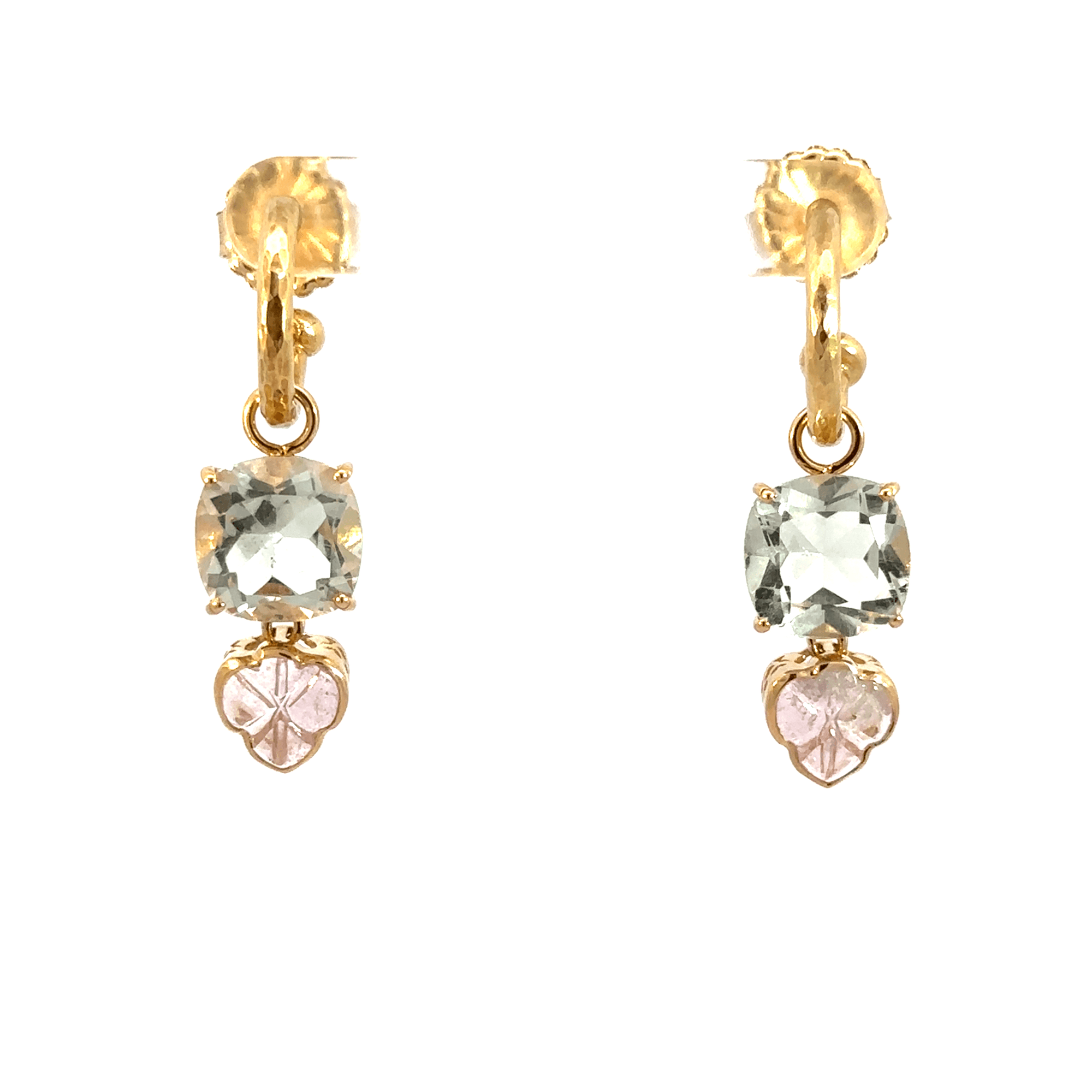 Two-Tone Double Stone Leaf Earring Charms