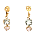 Two-Tone Double Stone Leaf Earring Charms