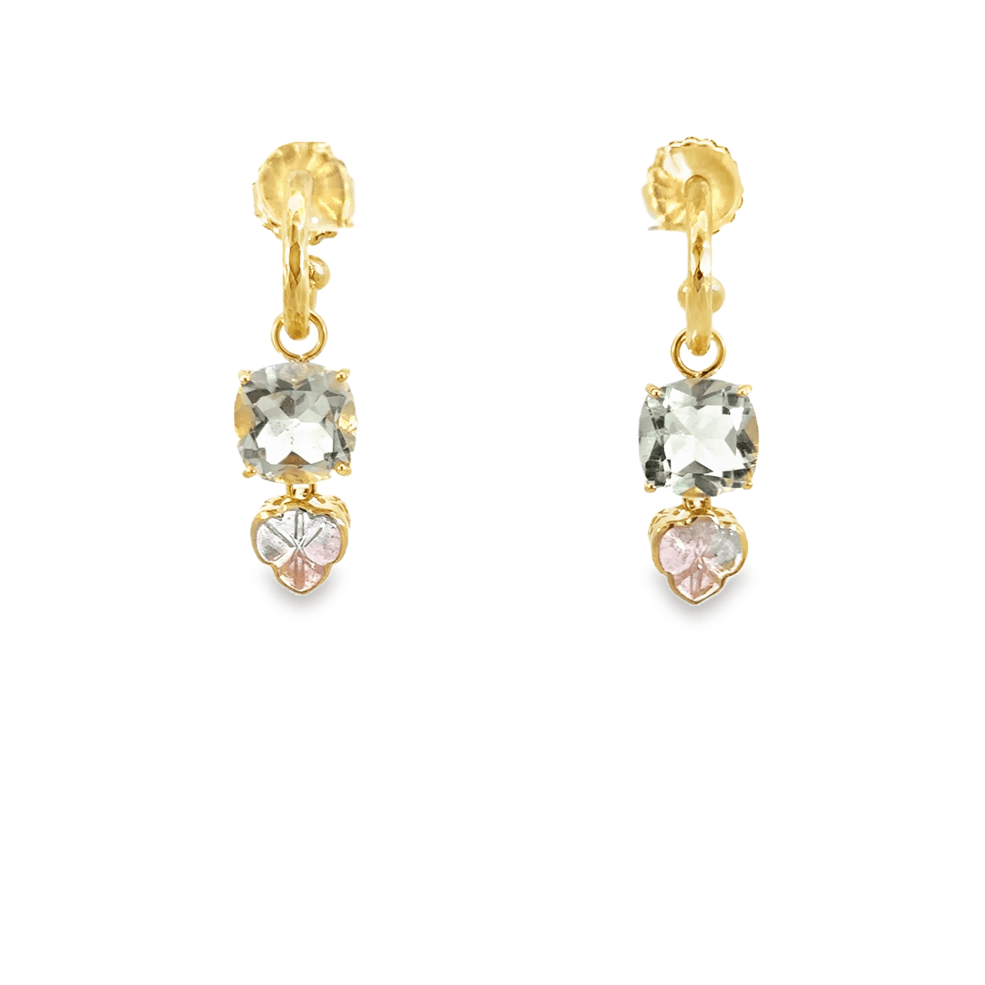 Two-Tone Double Stone Leaf Earring Charms