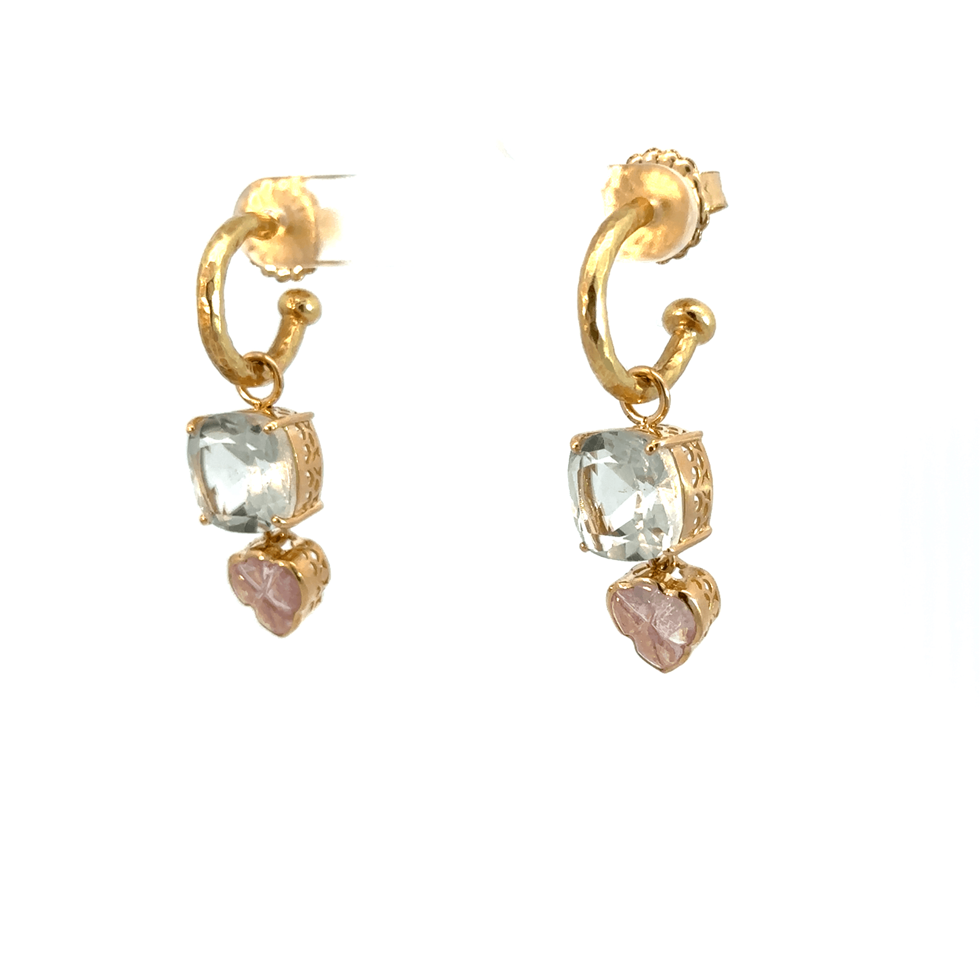 Two-Tone Double Stone Leaf Earring Charms