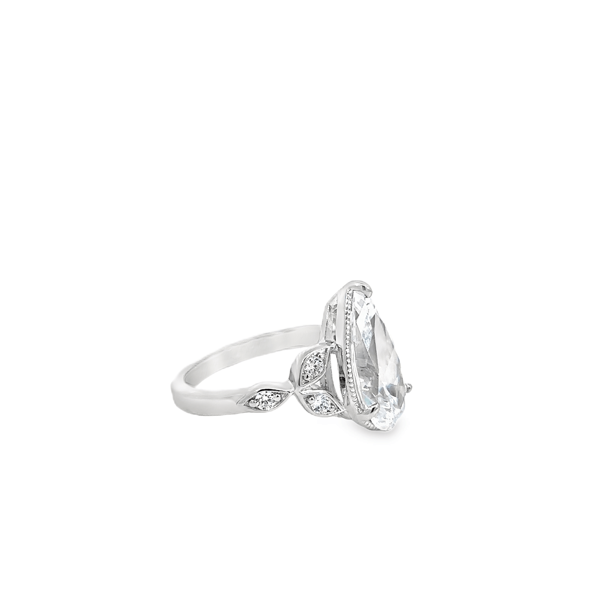 White Sapphire Pear Cut Ring