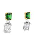 Double Prong Emerald Cut Drop Earrings