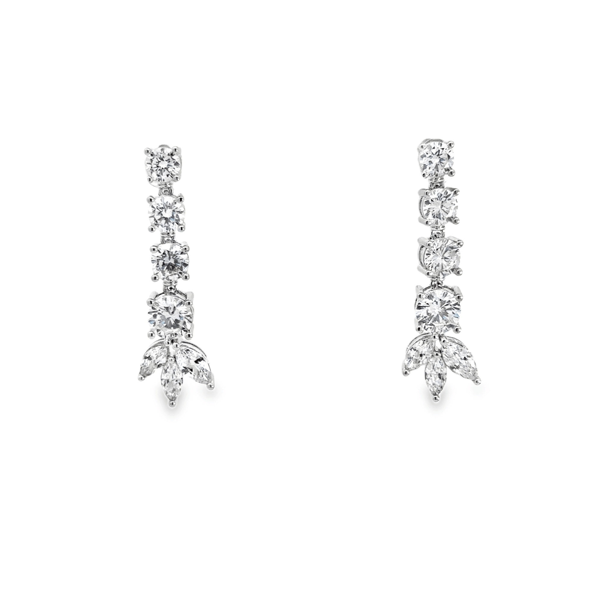 White Sapphire Round &amp; Marquise Cut Earrings