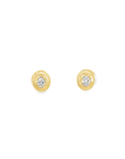 14k Yellow Gold and Oval Diamond Stud Earrings