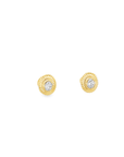 14k Yellow Gold and Oval Diamond Stud Earrings