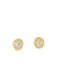 14k Yellow Gold and Oval Diamond Twist Stud Earrings