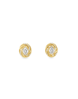 14k Yellow Gold and Oval Diamond Twist Stud Earrings