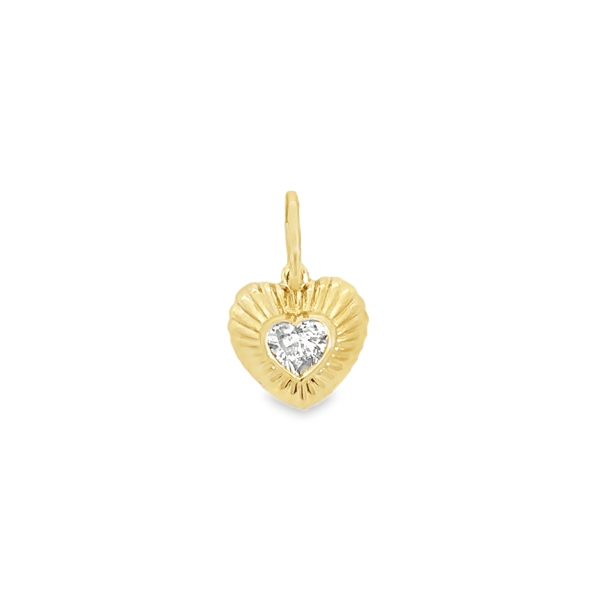 14k Yellow Gold and Diamond Heart Pendant