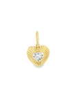 14k Yellow Gold and Diamond Heart Pendant