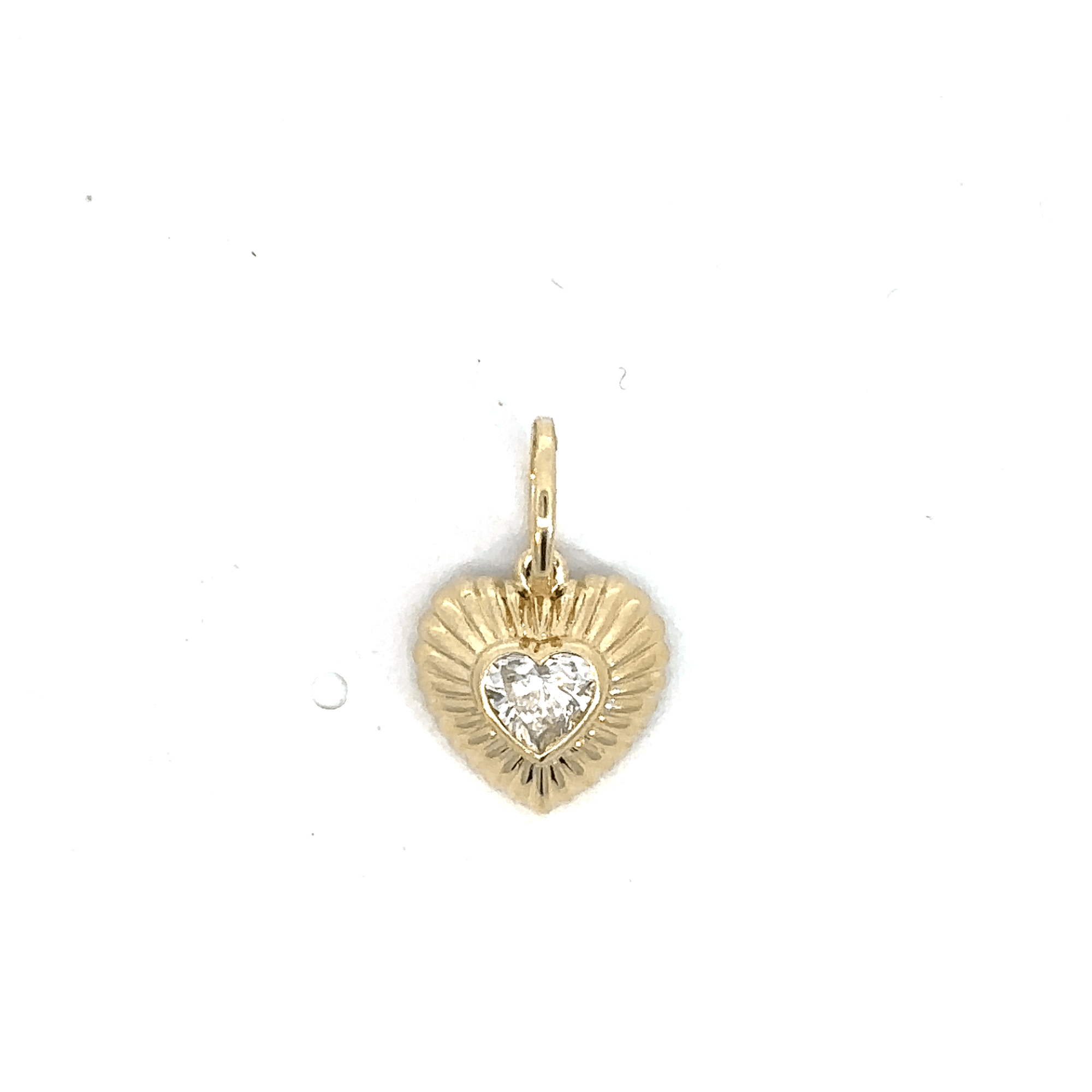 14k Yellow Gold and Diamond Heart Pendant