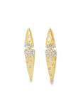 14k Yellow Gold and Diamond Double Triangle Drop Earrings