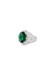 Emerald and White Sapphire Oval Cut Ring