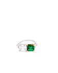 Asscher Cut Emerald & White Sapphire Ring