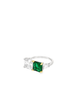 Asscher Cut Emerald & White Sapphire Ring