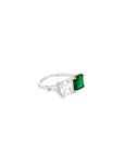 Asscher Cut Emerald & White Sapphire Ring