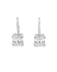 Classic Solitaire White Sapphire Asscher Cut Silver Drop Earrings