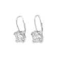 Classic Solitaire White Sapphire Asscher Cut Silver Drop Earrings