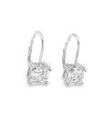 Classic Solitaire White Sapphire Asscher Cut Silver Drop Earrings