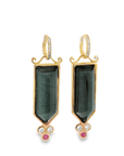 Tourmaline and Diamond Shield Cut Earring