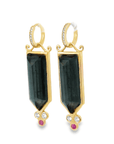 Tourmaline and Diamond Shield Cut Earring