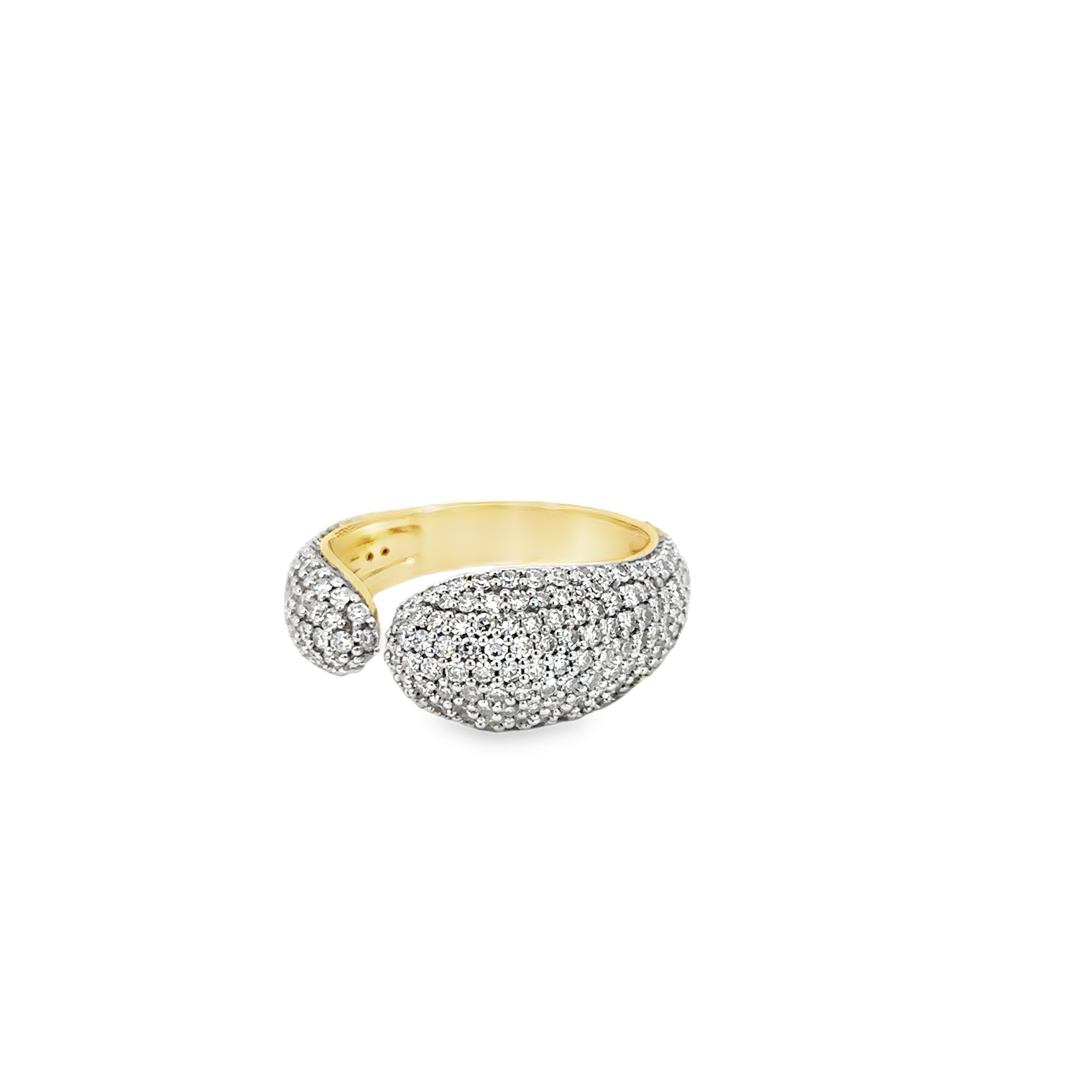 14k Yellow Gold and Pave Diamond Open Ring