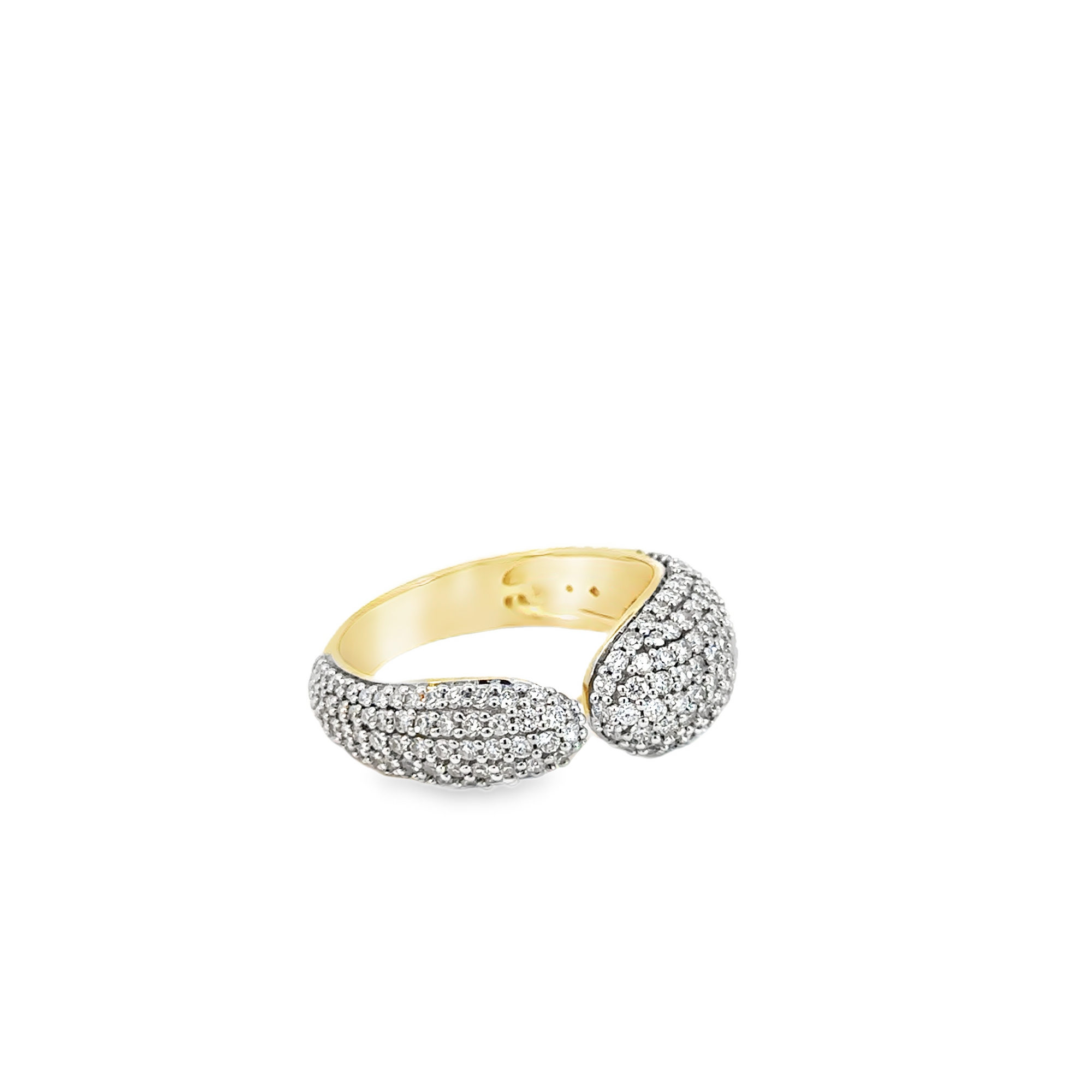 14k Yellow Gold and Pave Diamond Open Ring