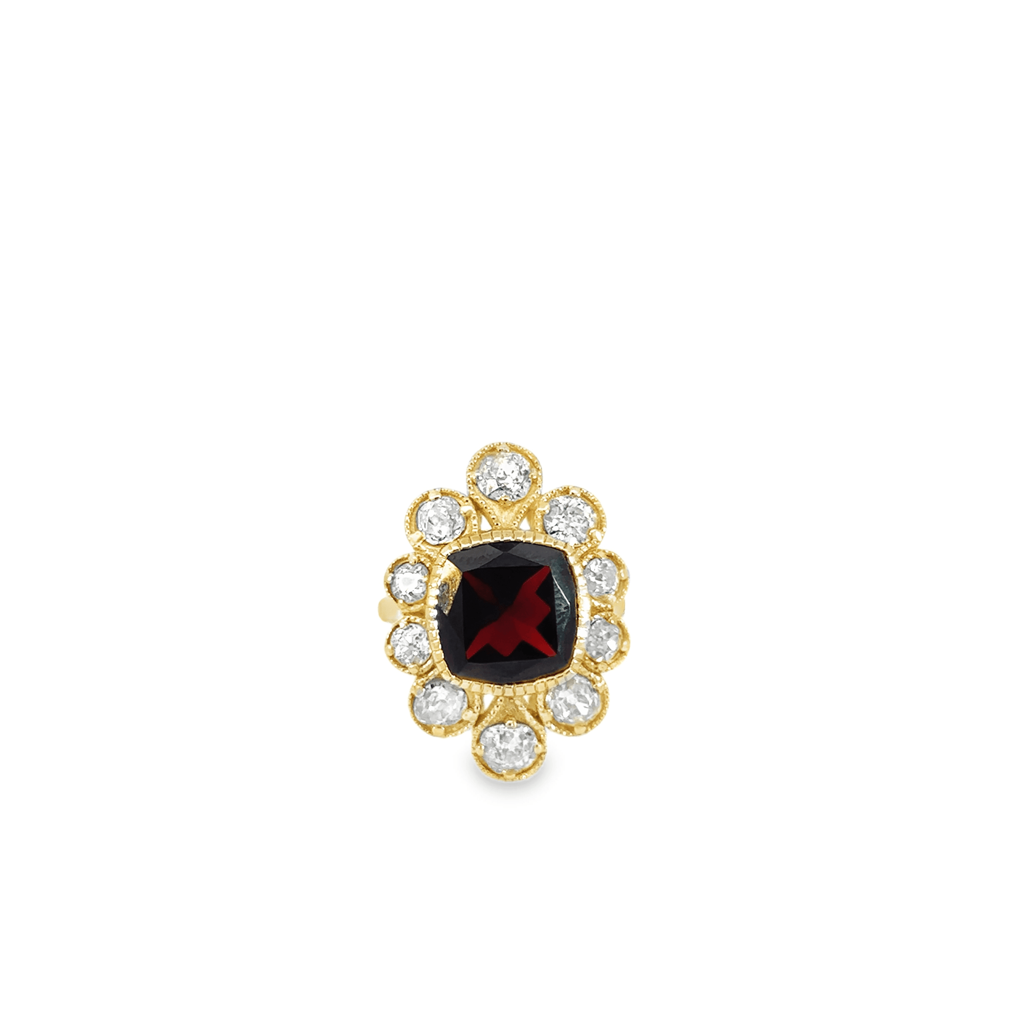 Garnet and Diamond 18k Yellow Gold Ring