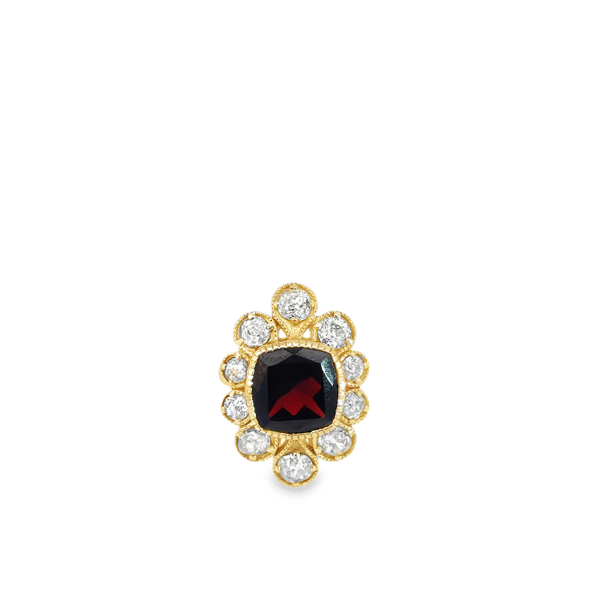 Garnet and Diamond 18k Yellow Gold Ring