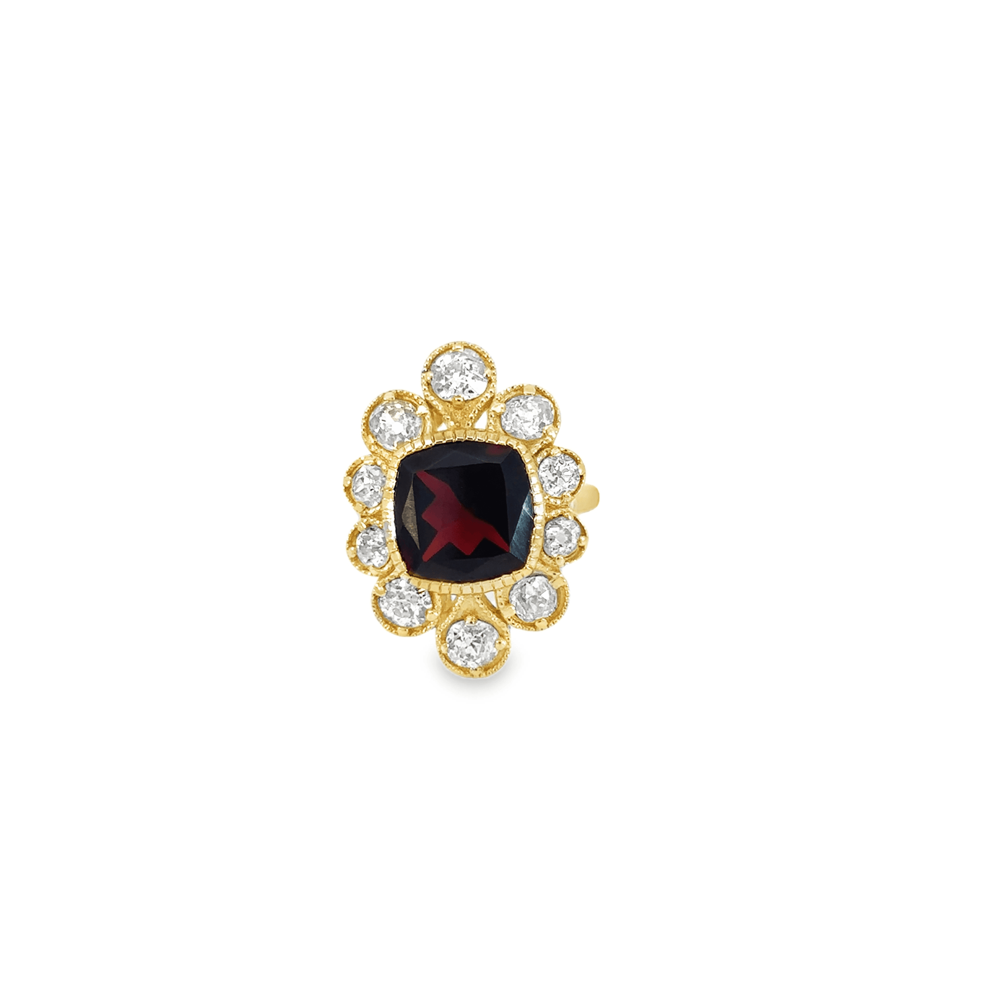 Garnet and Diamond 18k Yellow Gold Ring