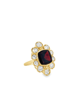 Garnet and Diamond 18k Yellow Gold Ring