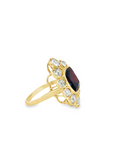 Garnet and Diamond 18k Yellow Gold Ring