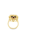 Garnet and Diamond 18k Yellow Gold Ring