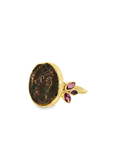 18k Yellow Gold and Garnet Roman Coin Ring