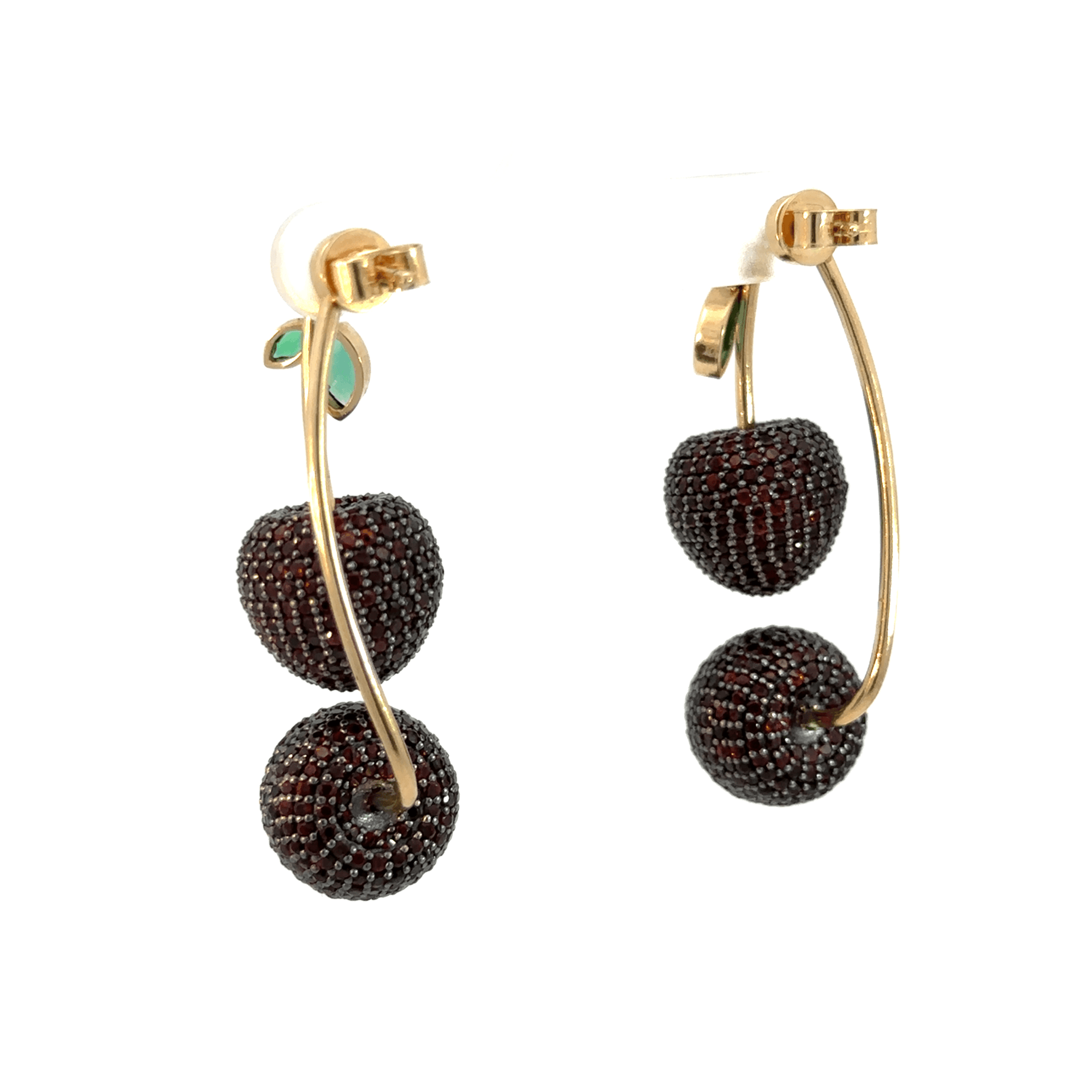 Garnet and Emerald Cherry Earrings