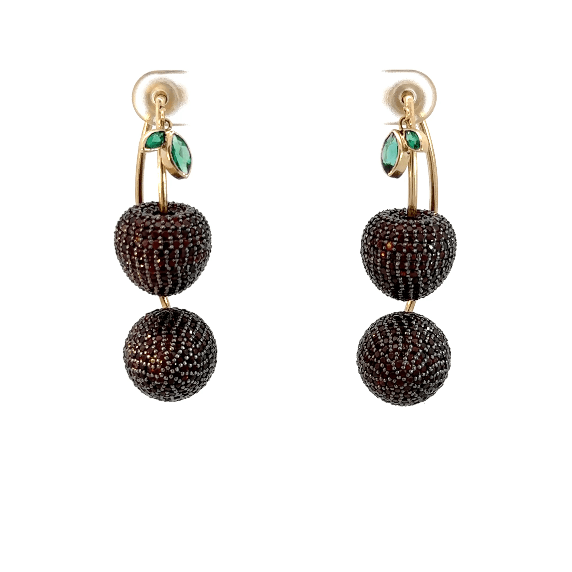 Garnet and Emerald Cherry Earrings